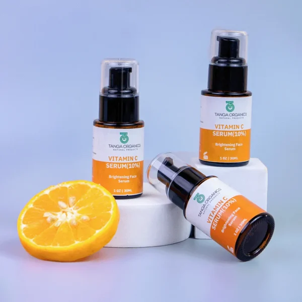 Tanga Organics vitamin C serum Kenya for brightening skin and fading dark spots.